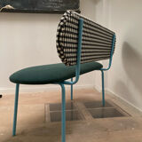 Vichy fabric bench / Aquaclean green