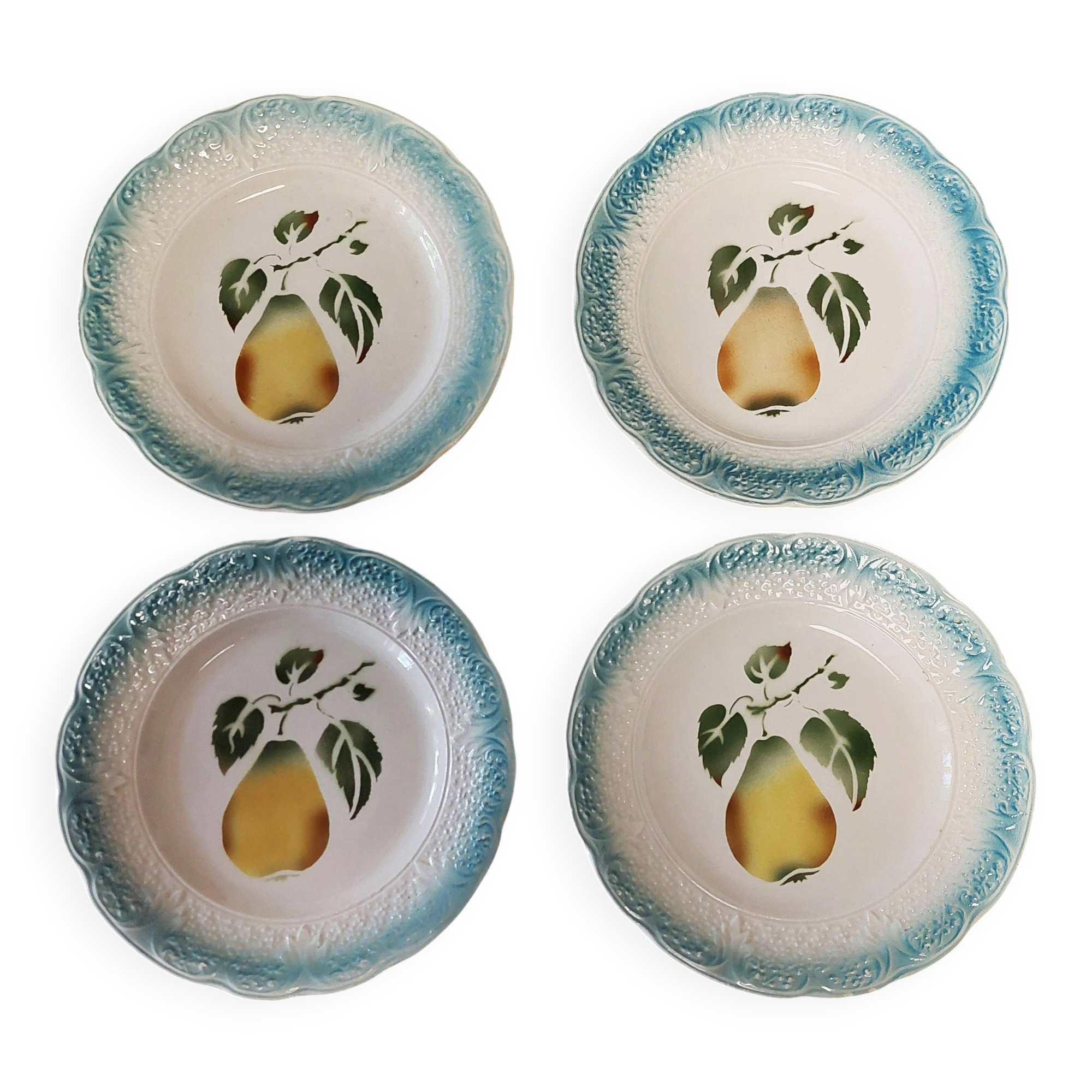 Dessert plates set of four Clairefontaine pear barbotine