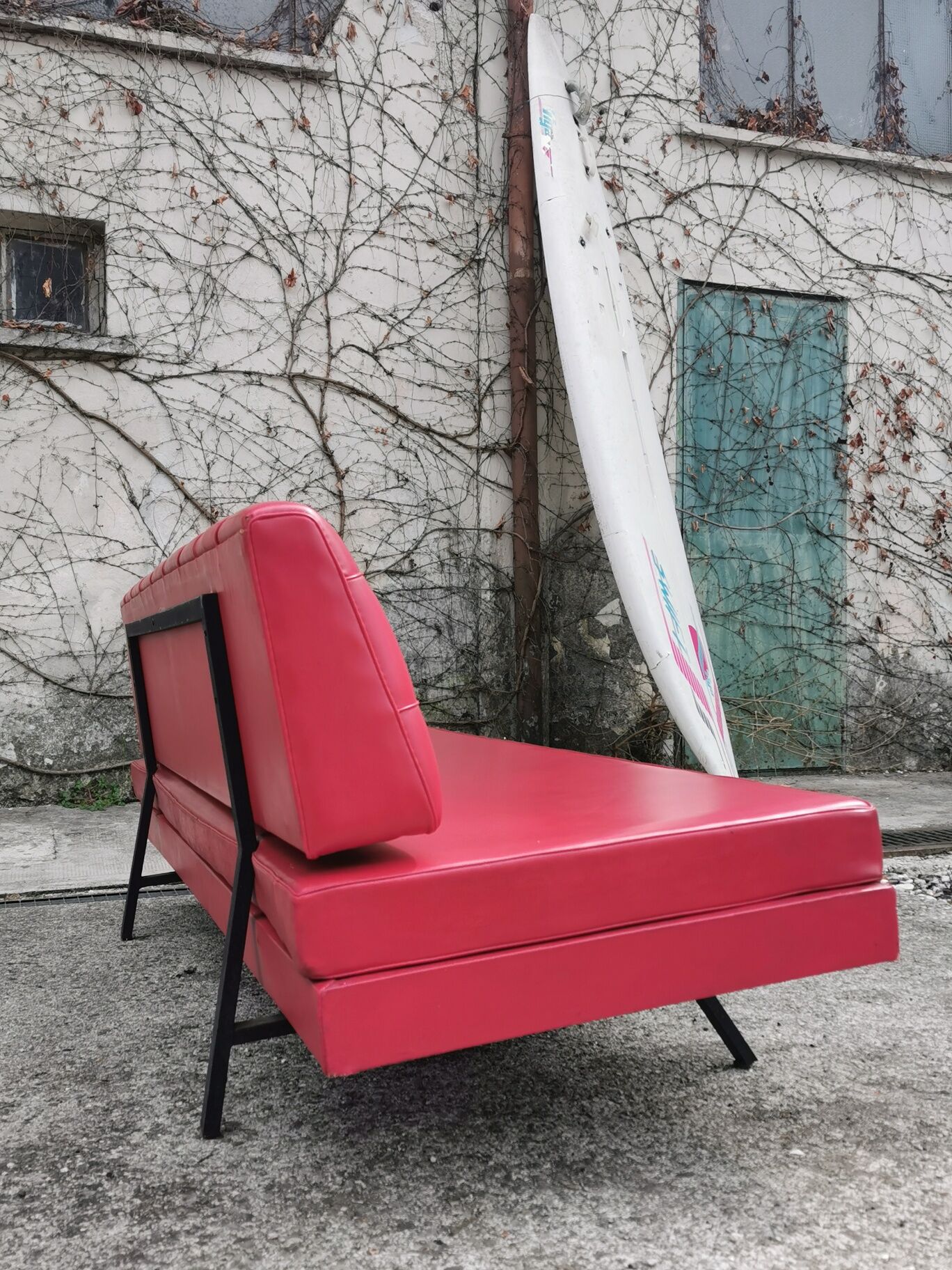 Red leatherette sofa, 1970s