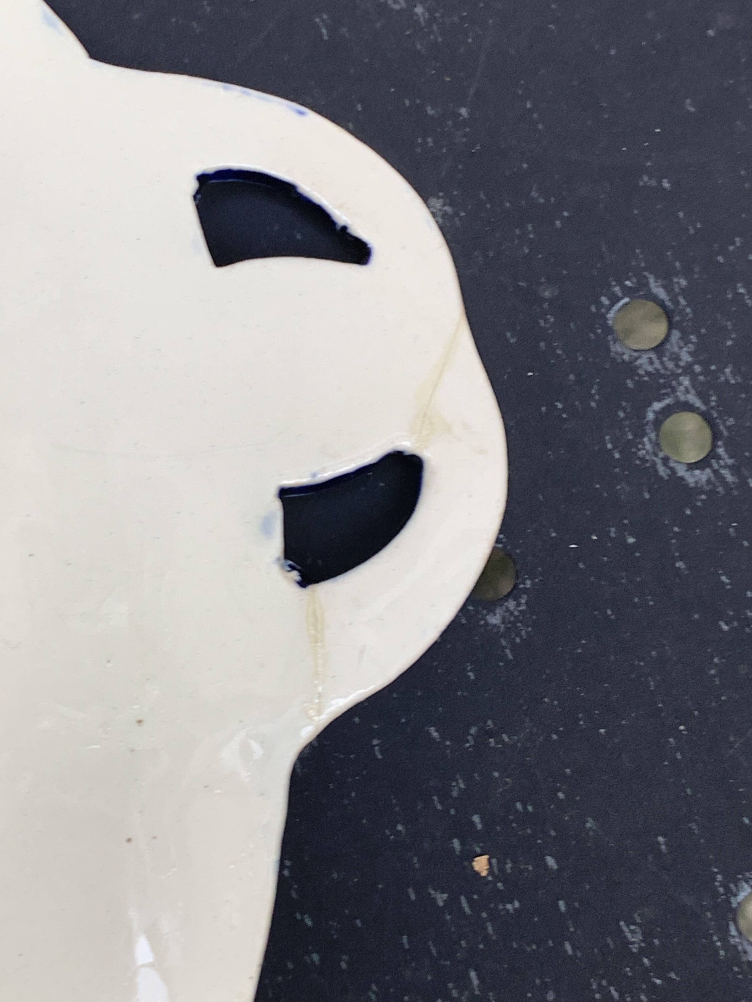 Fruit bowl, blue earthenware compote dish, slip, grape model, HBC