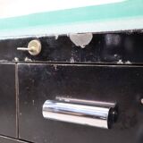1930's modernist desk in black lacquered metal