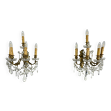 Bronze and Crystal Wall Lights with Pendants, Louis XV style – Late 19th century