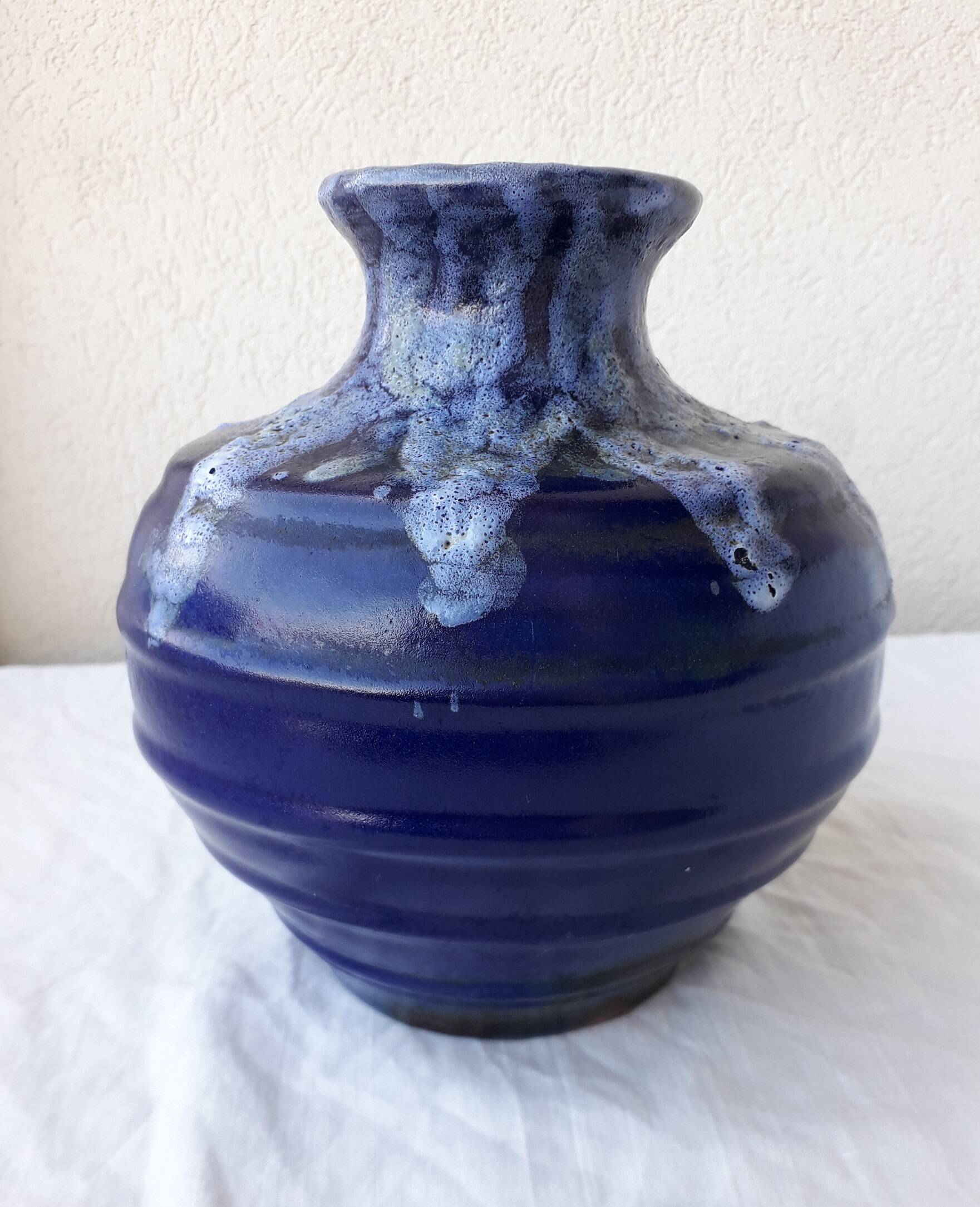 Blue stoneware vase