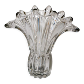 Vase corolle vintage transparent en cristal italien tissé, années 50