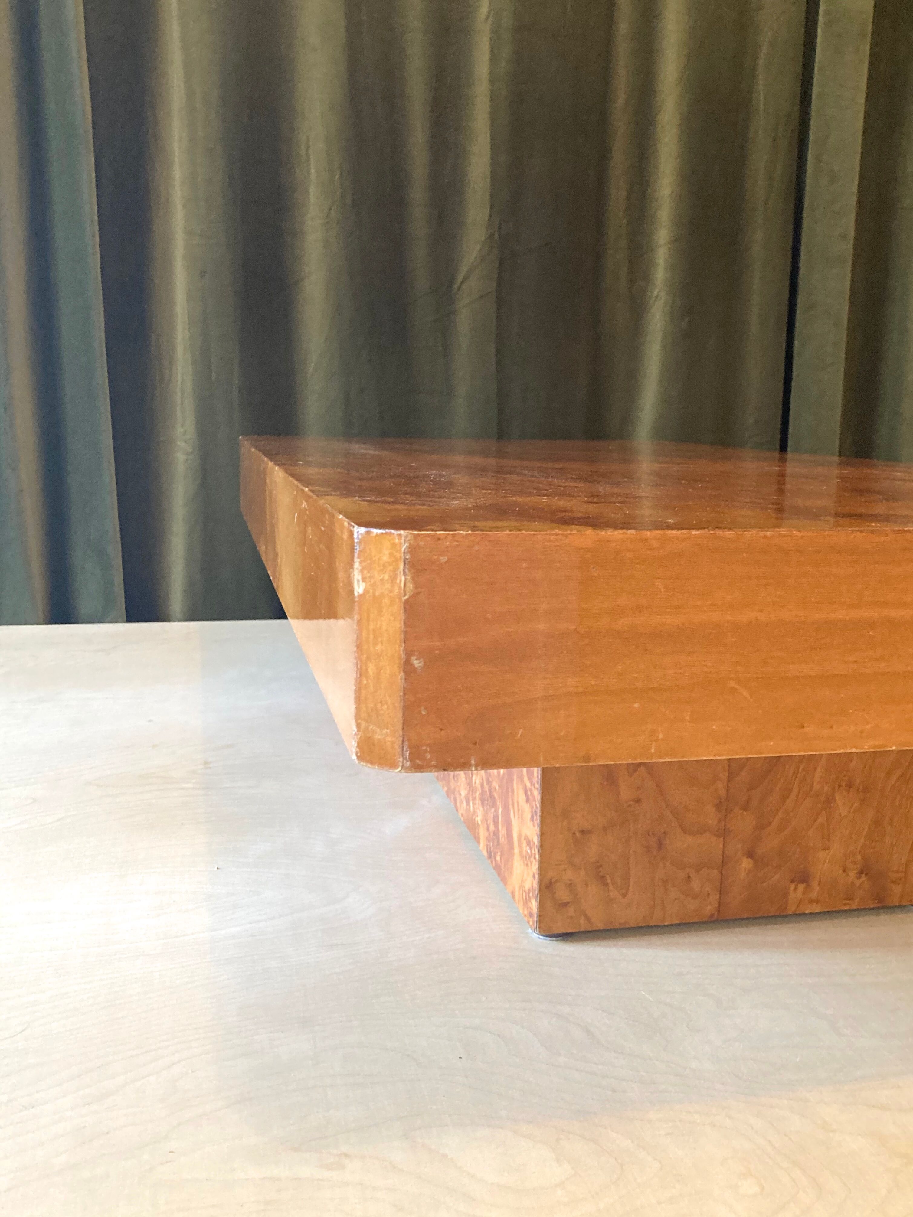 Vintage coffee table in elm magnifying glass