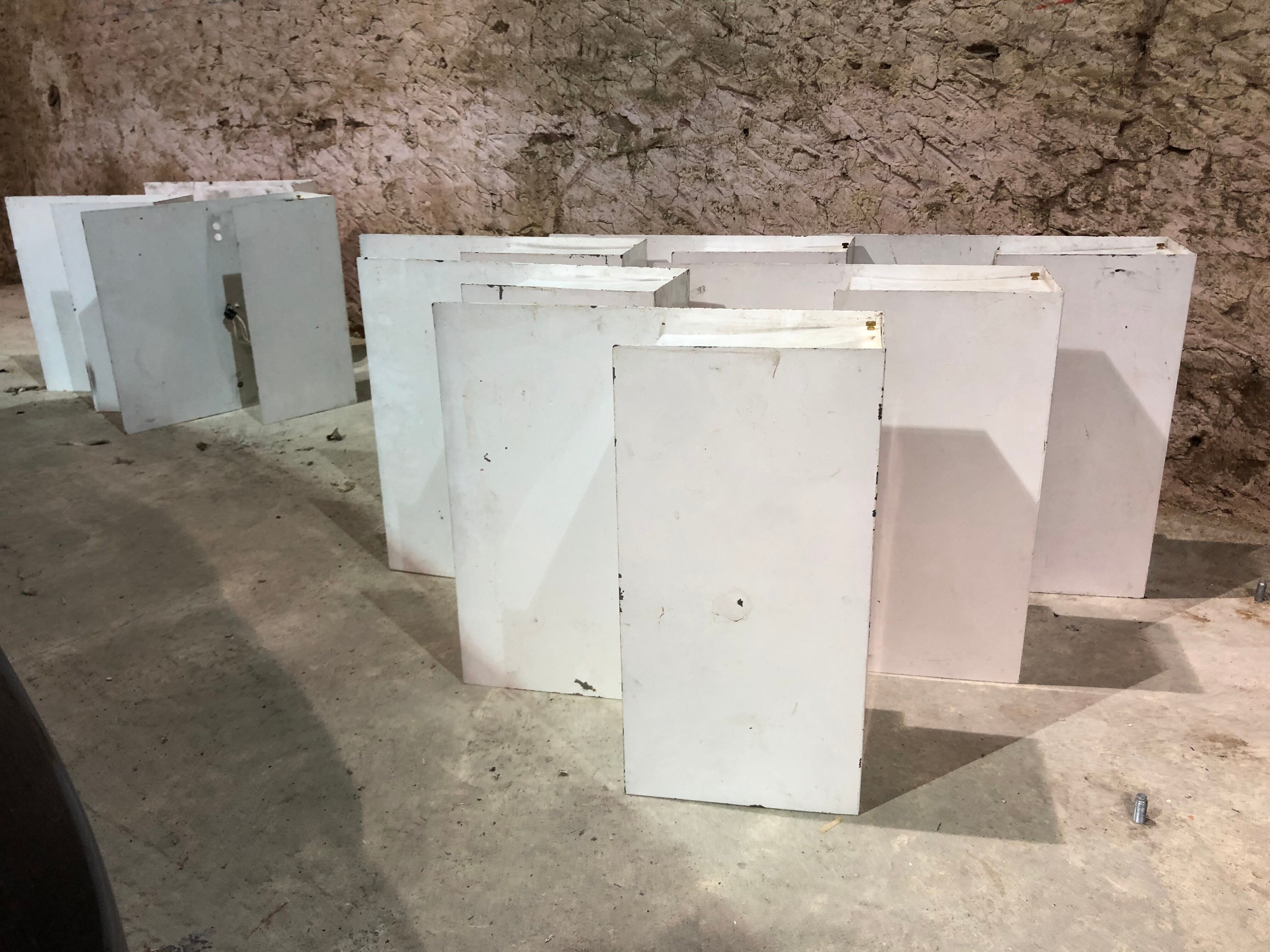 Series of 10 white laqué metal wall light 1960s