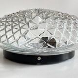 Wall lamp glass and steel ceiling light 1950s