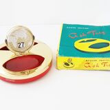 Vintage 1950s brass gold-plated globe perpetual calendar ashtray.