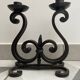 Brutalist double candle holder wrought iron