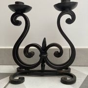Brutalist double candle holder wrought iron