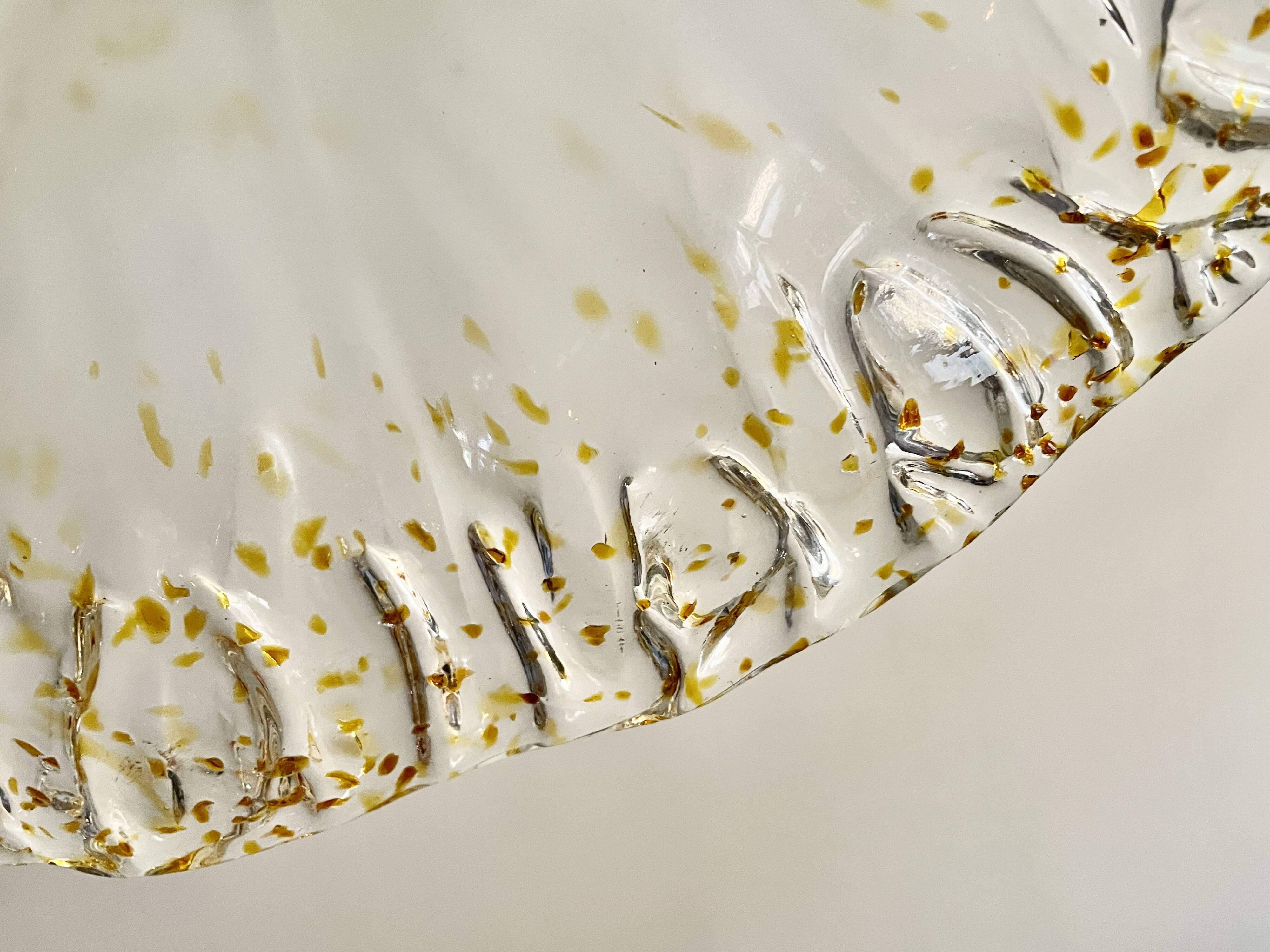 Suspension Murano frosted glass with orange splashes