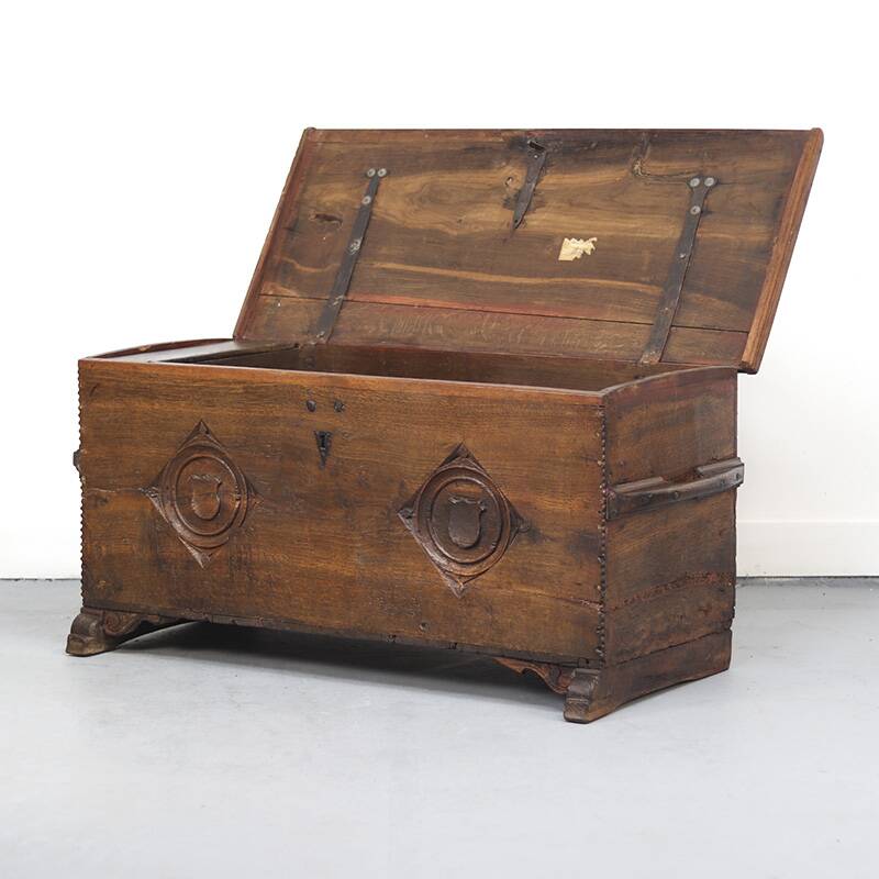 rustic antique 18th century oak chest