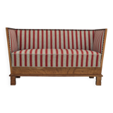 1960s, Danish 2 seater sofa, furniture wool, oak wood, orginal condition.