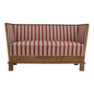 1960s, Danish 2 seater sofa, furniture wool, oak wood, orginal condition.