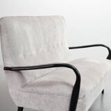 Guglielmo Ulrich Two Seat Sofa in Grey Silver Fabric. Italy, 1950s