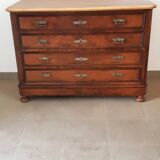 1900 chest of drawers with canted sides, walnut and period walnut veneer, restored