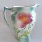 Pot/pitcher/cruet barbotine st clement antique floral decoration