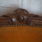 Chaise ancienne capitonnée Style Régence - Structure bois et rembourrage en crin –  Couleur moutarde