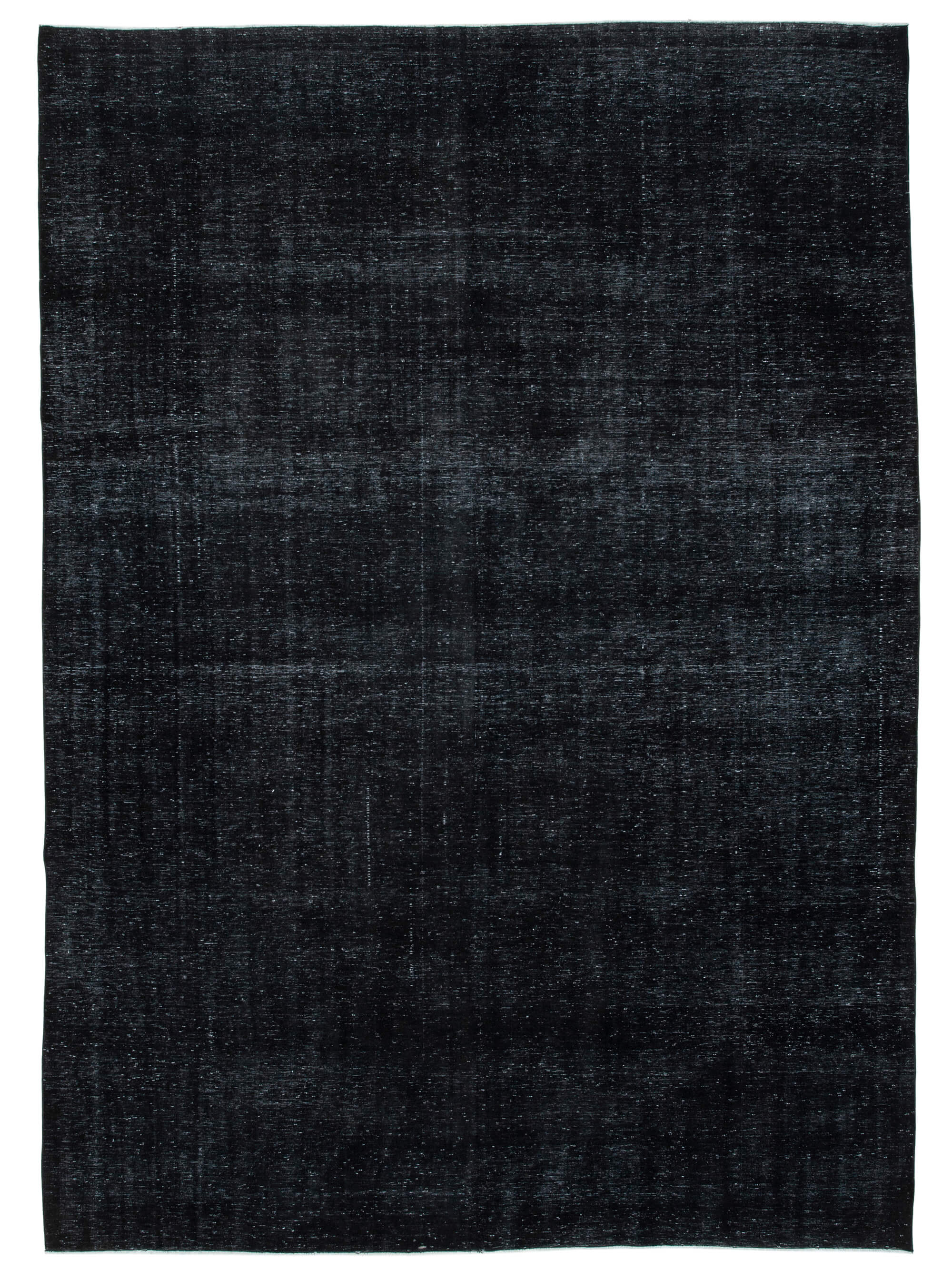 Handmade oriental overdyed 298 cm x 413 cm black wool carpet