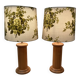 Pair of large pine lamps and "scandinavian design" fabric.