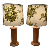 Pair of large pine lamps and "scandinavian design" fabric.
