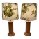 Pair of large pine lamps and "scandinavian design" fabric.