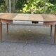Round extendable dining table Louis XVI stripped in walnut 1960 190cm