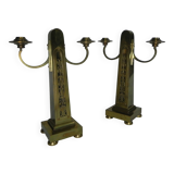 Set of 2 brass Art Nouveau candlesticks, circa 1910