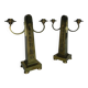 Set of 2 brass Art Nouveau candlesticks, circa 1910