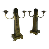 Set of 2 brass Art Nouveau candlesticks, circa 1910