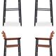 Set of 4 bar stools with backrest, made of natural leather in toasted colour.
