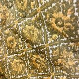 Fauteuil vintage jaune moutarde / monoplace à franges