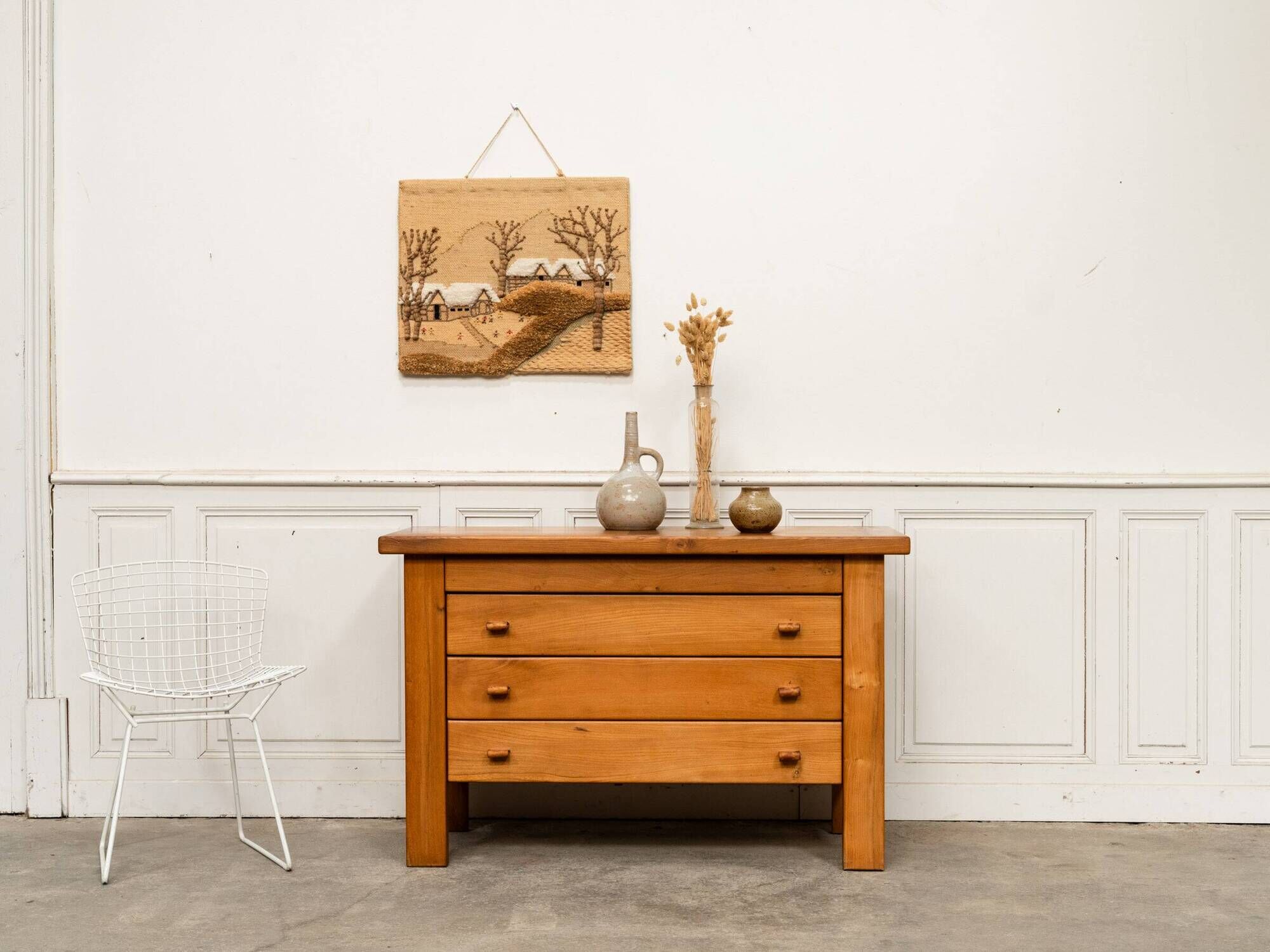 Commode Maison Regain in solid elm, 1960s.