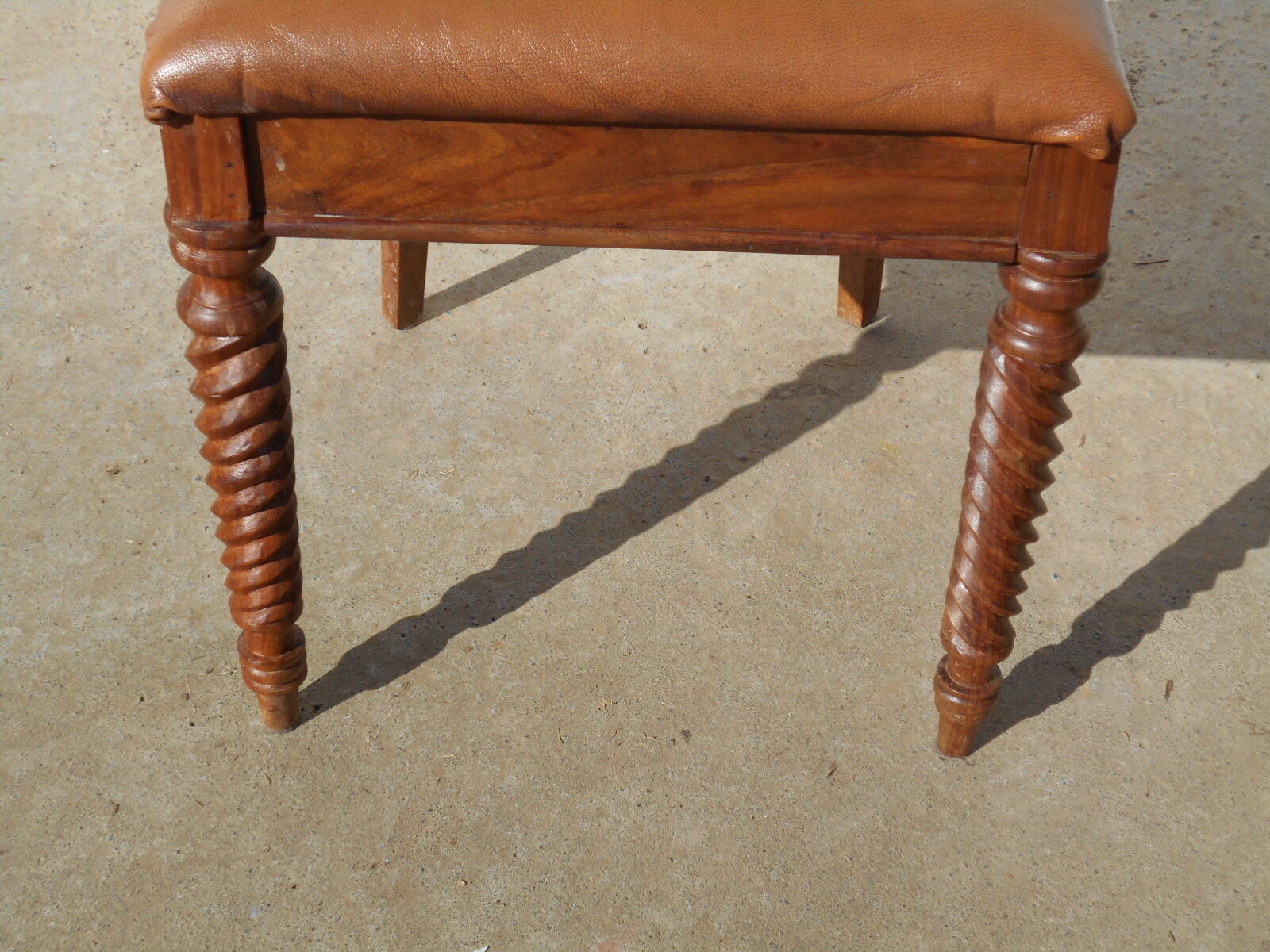 6 exotic wood and leather chairs,