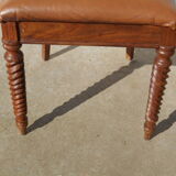 6 exotic wood and leather chairs,