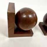 Serre-livres Art Déco antiques de style géométrique moderniste en loupe de bois massif, vers 1920