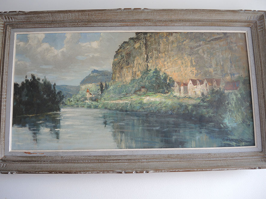 Old oil painting on canvas signed & framed: g. deschamps
