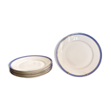 Lot 5 Plate Porcelain Limoges Blue Gold Betoule & Legrand France