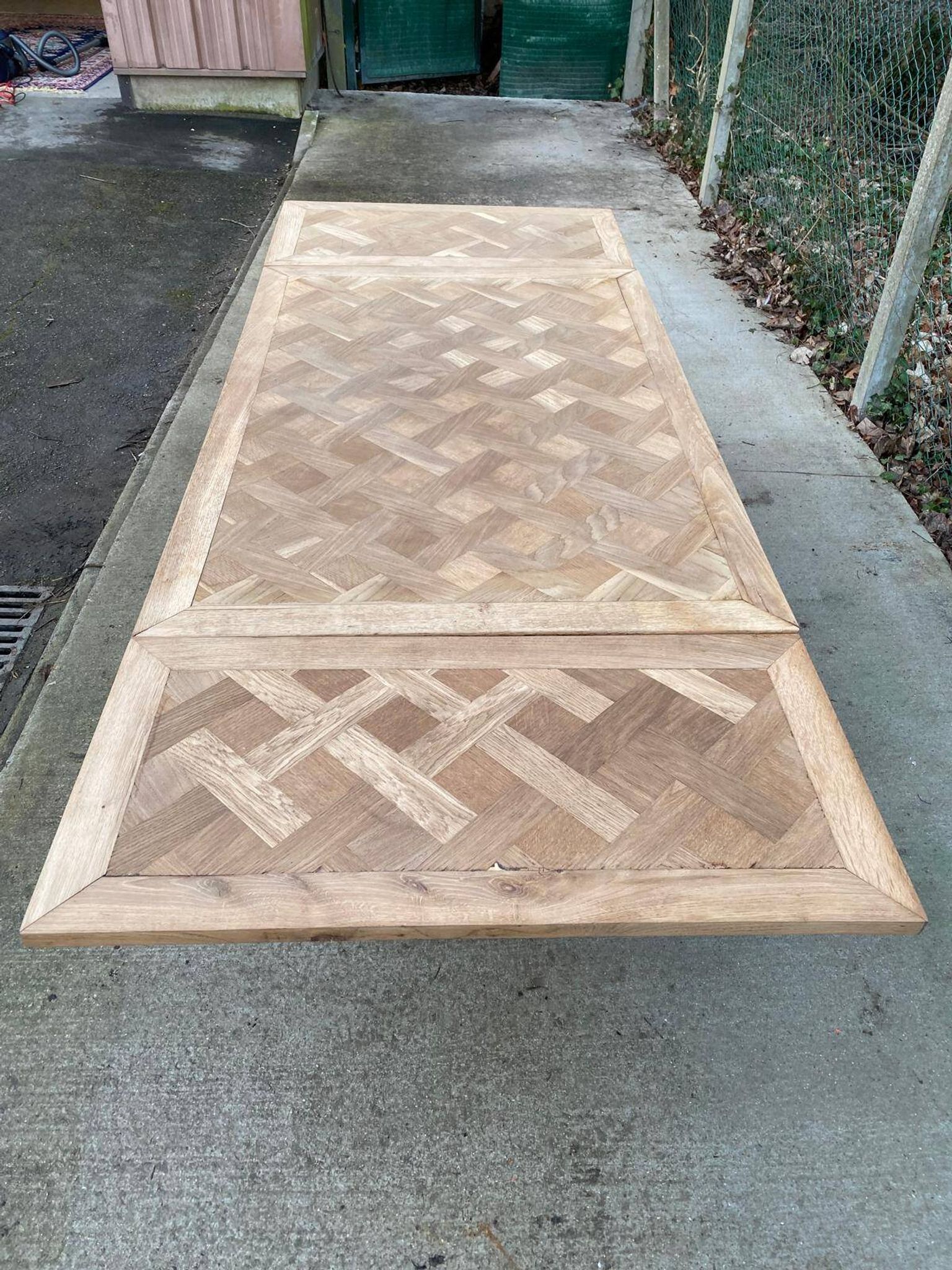 Table de monastère art déco extensible rénovée en chêne brut 250cm