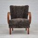 1950s, Danish design, reupholstered armchair, genuine sheepskin "Wellington".