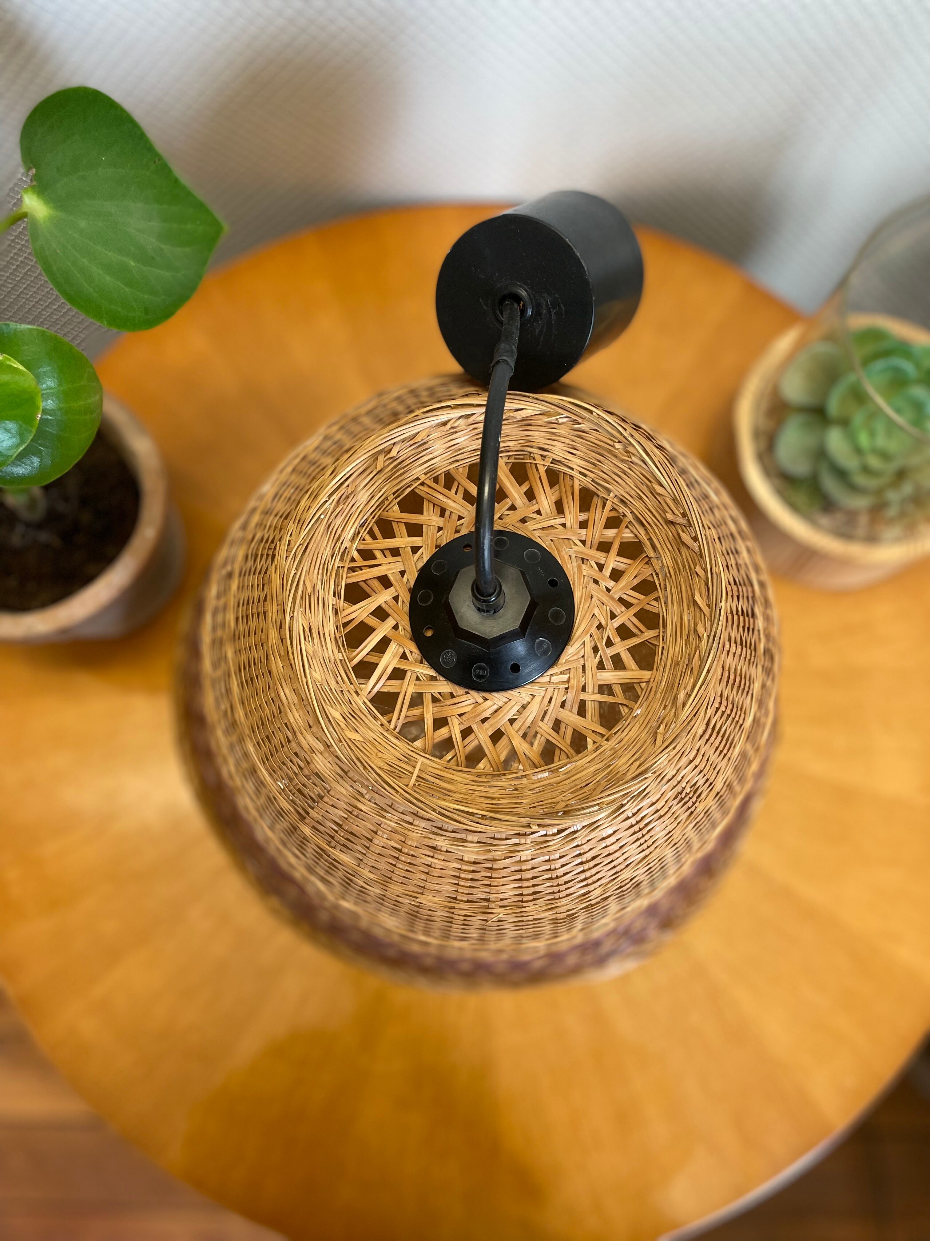 Vintage rattan wicker pendant lamp