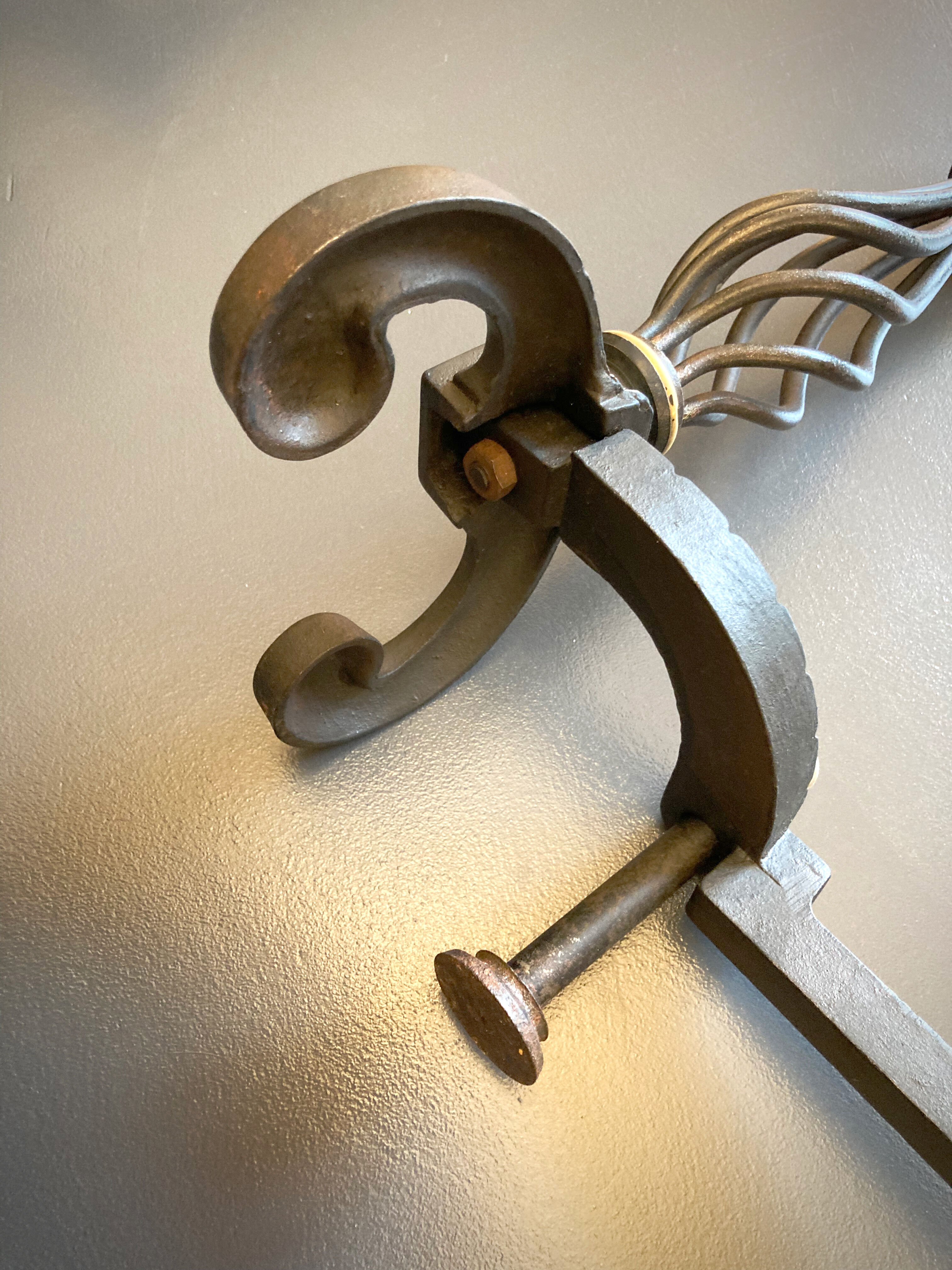 Chenets modernist bronze and cast iron