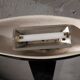 Vintage floor lamp design 1980 in lacquered metal ceramic and brass