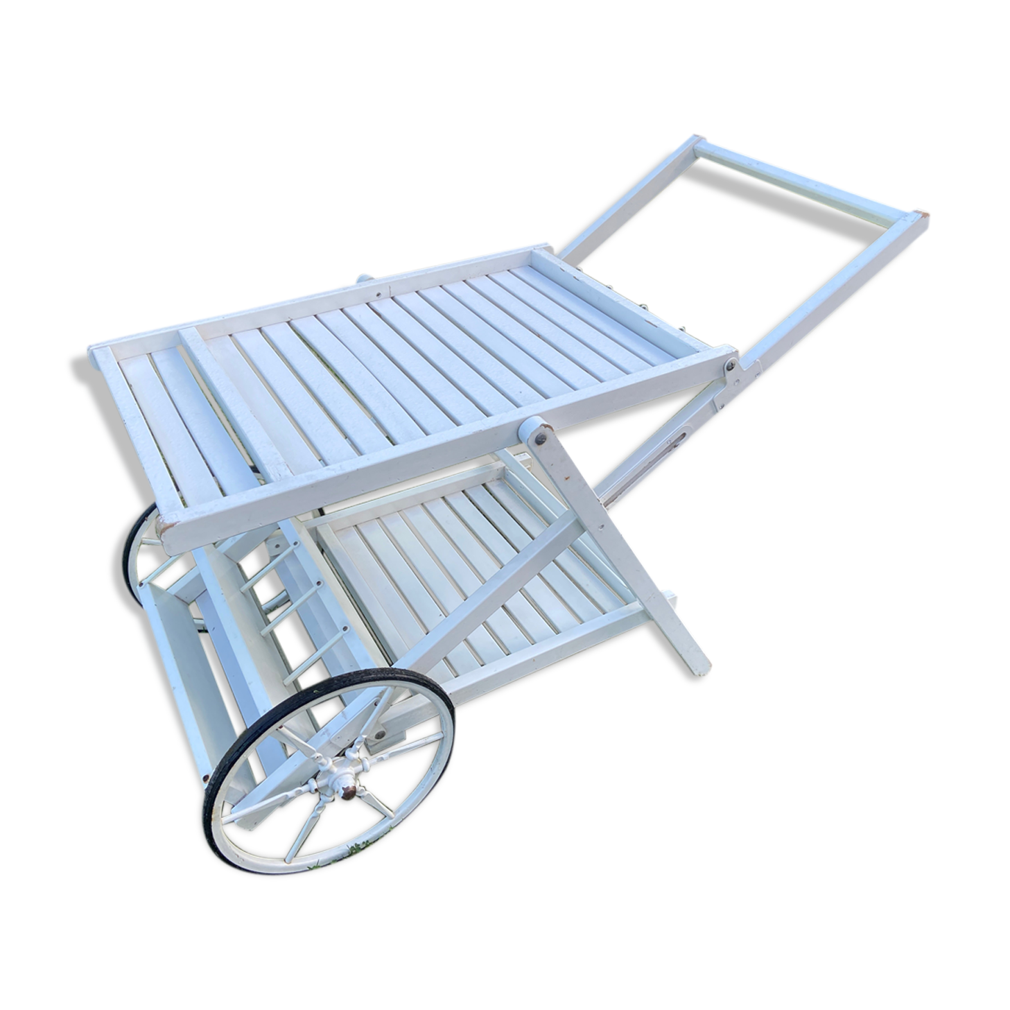 Service trolley terrace with wheels Desserte vintage bar Mid-century 1980