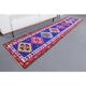 1970s Vintage Turkish Hand-Knotted Wool Cotton Blue Runner Rug 83x364