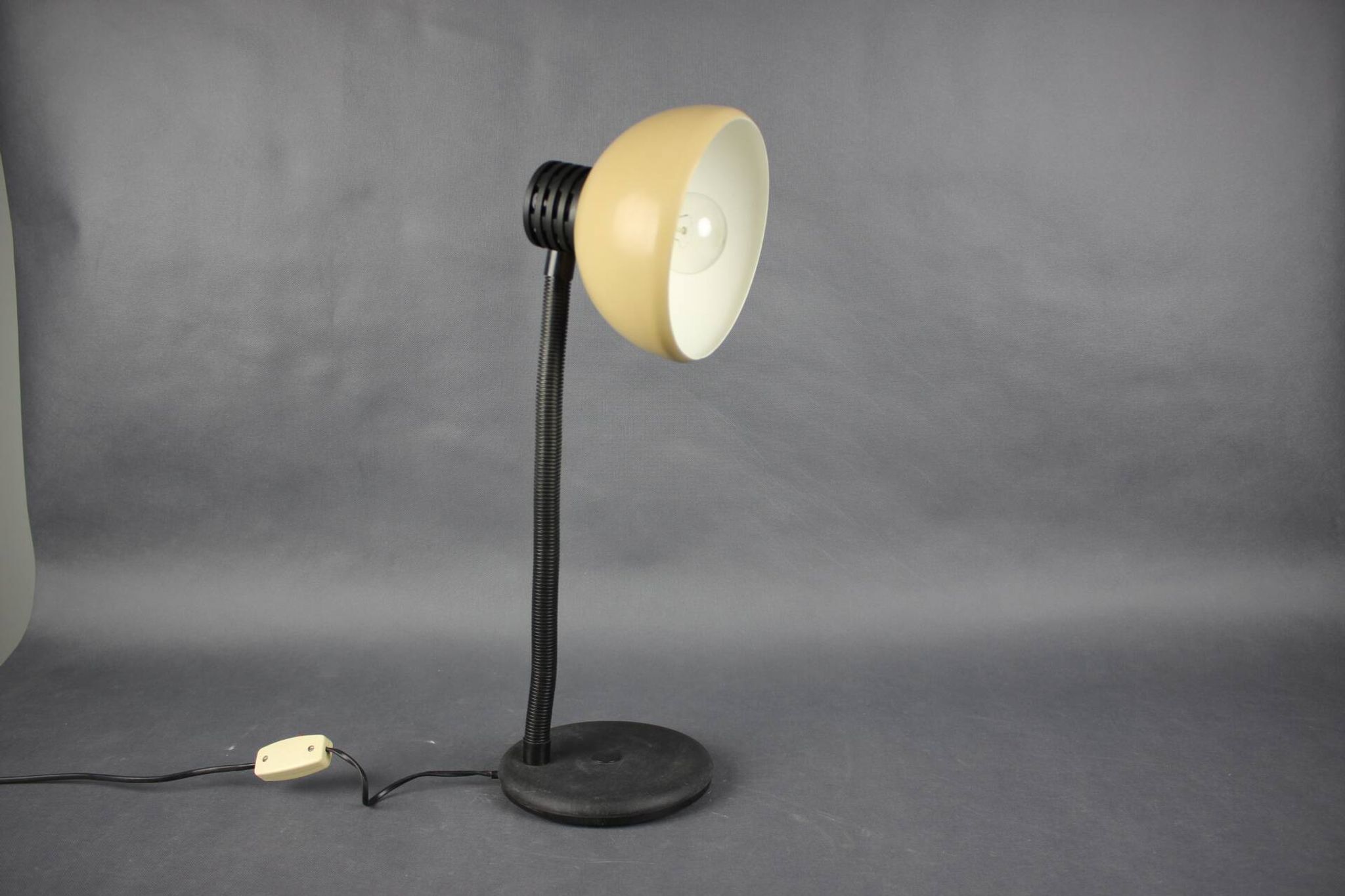 1970s Hungarian Gooseneck Desk Lamp, Cappuccino Mid Century Table Light