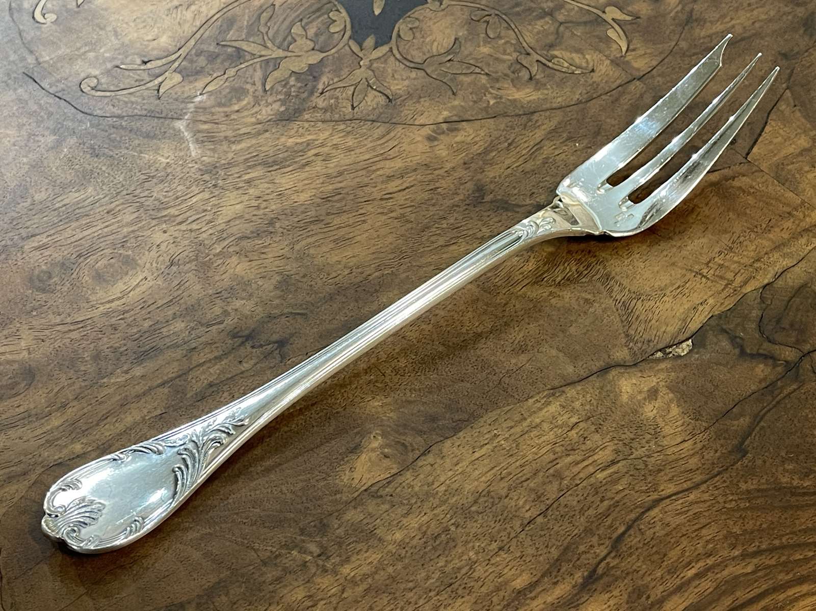 Serving cake fork - Christofle Marly in silver metal
