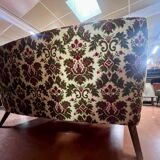 Fauteuils et canapé vintage pieds compas 1950 ancien motif floral