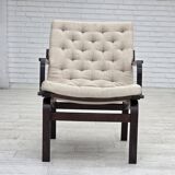 1970s, Scandinavian armchair, furniture wool, dark beech wood.