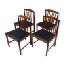 1950s Scandinavian dining chairs in rosewood and black skai
